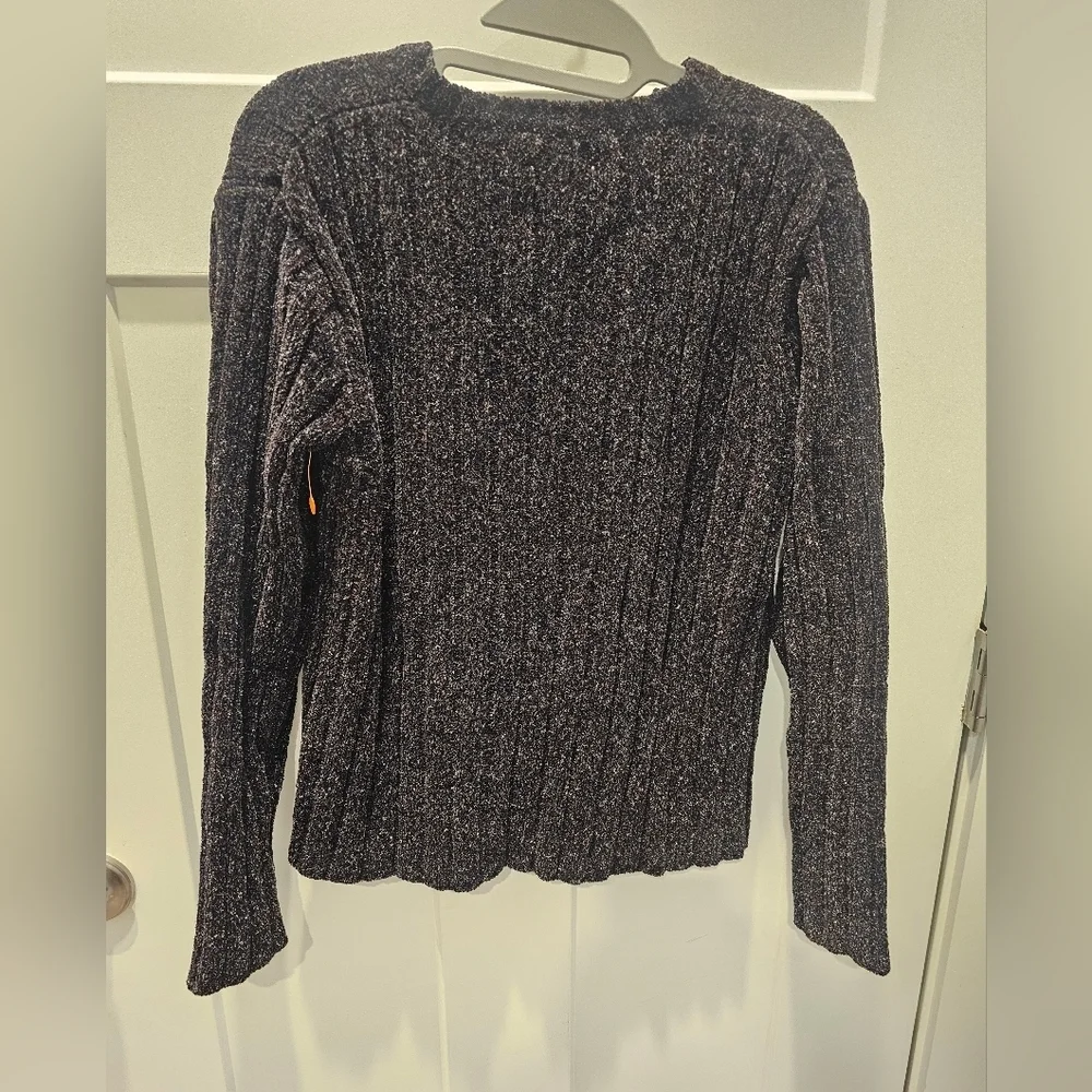 Pendleton Vintage Ribbed Chenille Sweater Black Brown Mix Size S